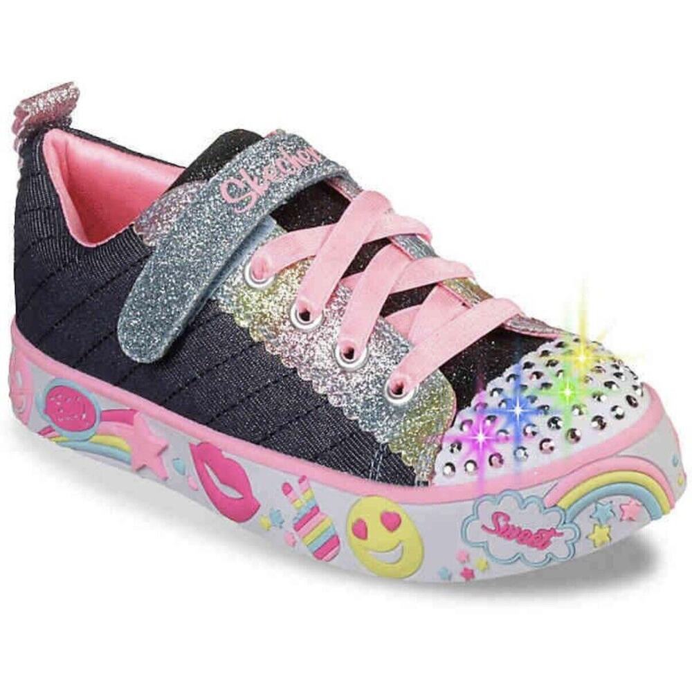 Skechers Twinkle Toes Emoji Rainbows Happy Light Up Girls Sneakers Shoes Size 3